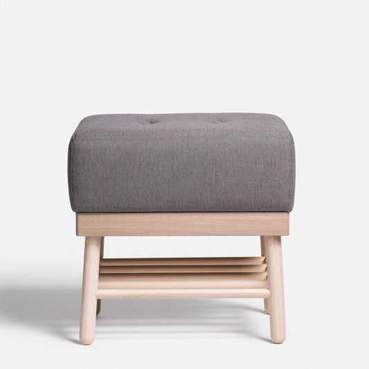 Minimalist bamboo shoe bench with built-in storage in natural brown, ideal for entryways and organizing footwear.