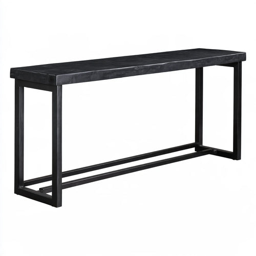Black minimalist coat and hall table by coatandcatchall, shown from a three-quarter angle, with sleek modern design and smooth surface.